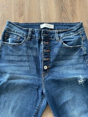 KanCan Button-Fly Ankle Jeans - Medium Blue Wash